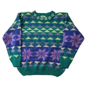 Vintage Gallagher Mohair Blend Long Sleeve Sweater XL shoulder pads LS geometric